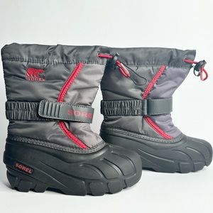 Sorel Kids Youth Flurry Snow Boots Winter Felt Liner Waterproof Size 12 Black